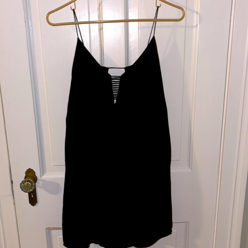 The Impeccable Pig spaghetti strap black dress with inner lining. Size large.